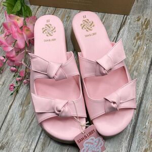 Sam & Libby Pink Platform Double Bow Tie Comfy Dress Sandals Shoes Size 11